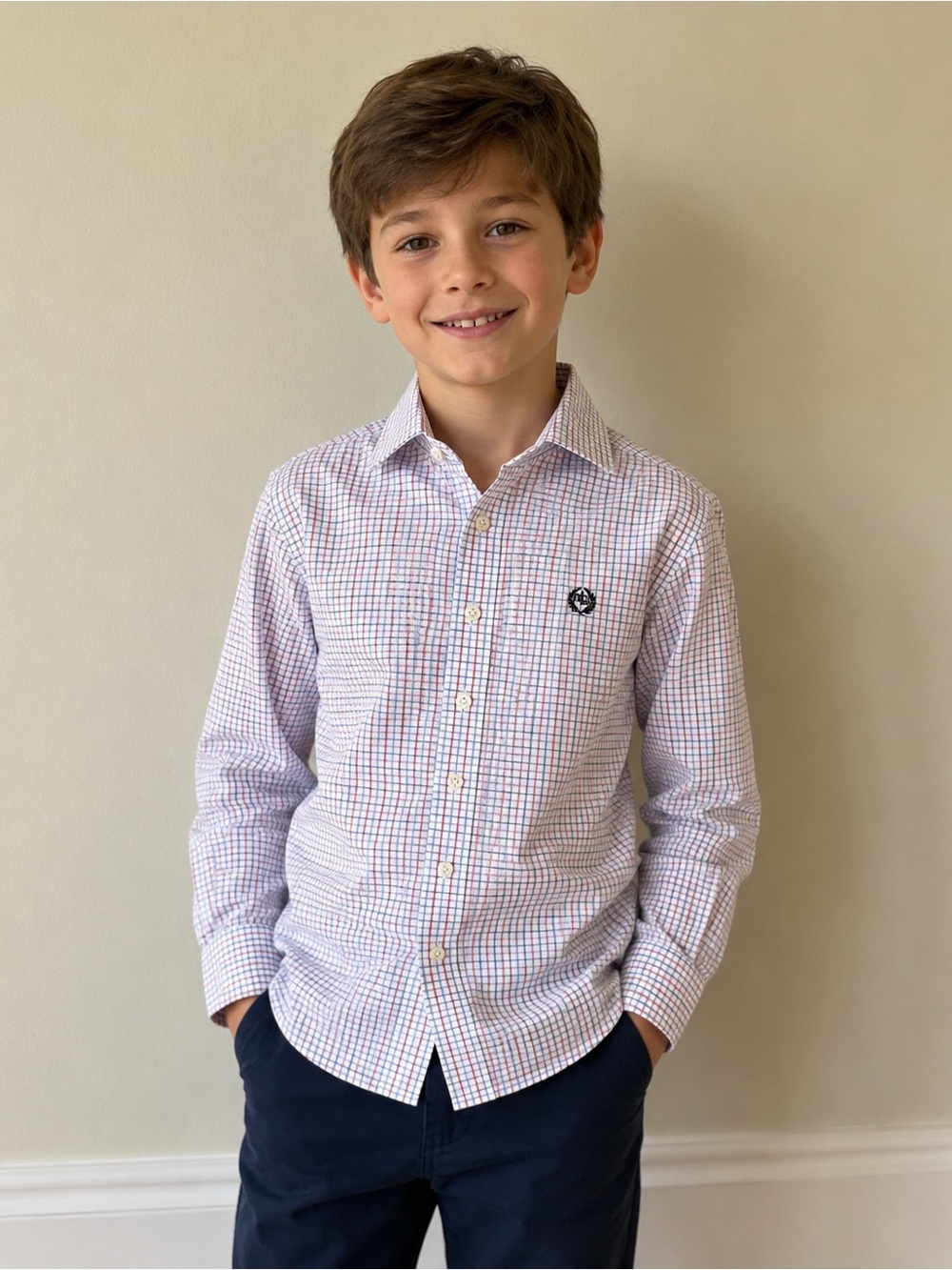 LAUREN Ralph Lauren BOYS Checkered Button Down Shirt size 10 - Preppy - formal